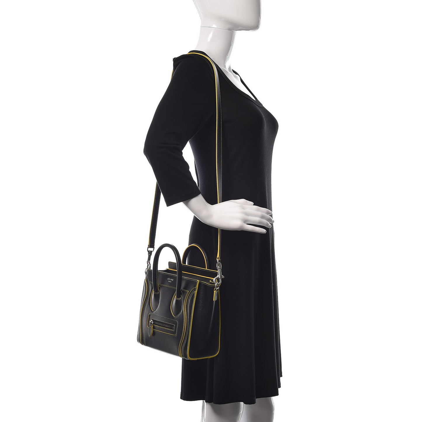Satin Calfskin Nano Debossed Luggage Black