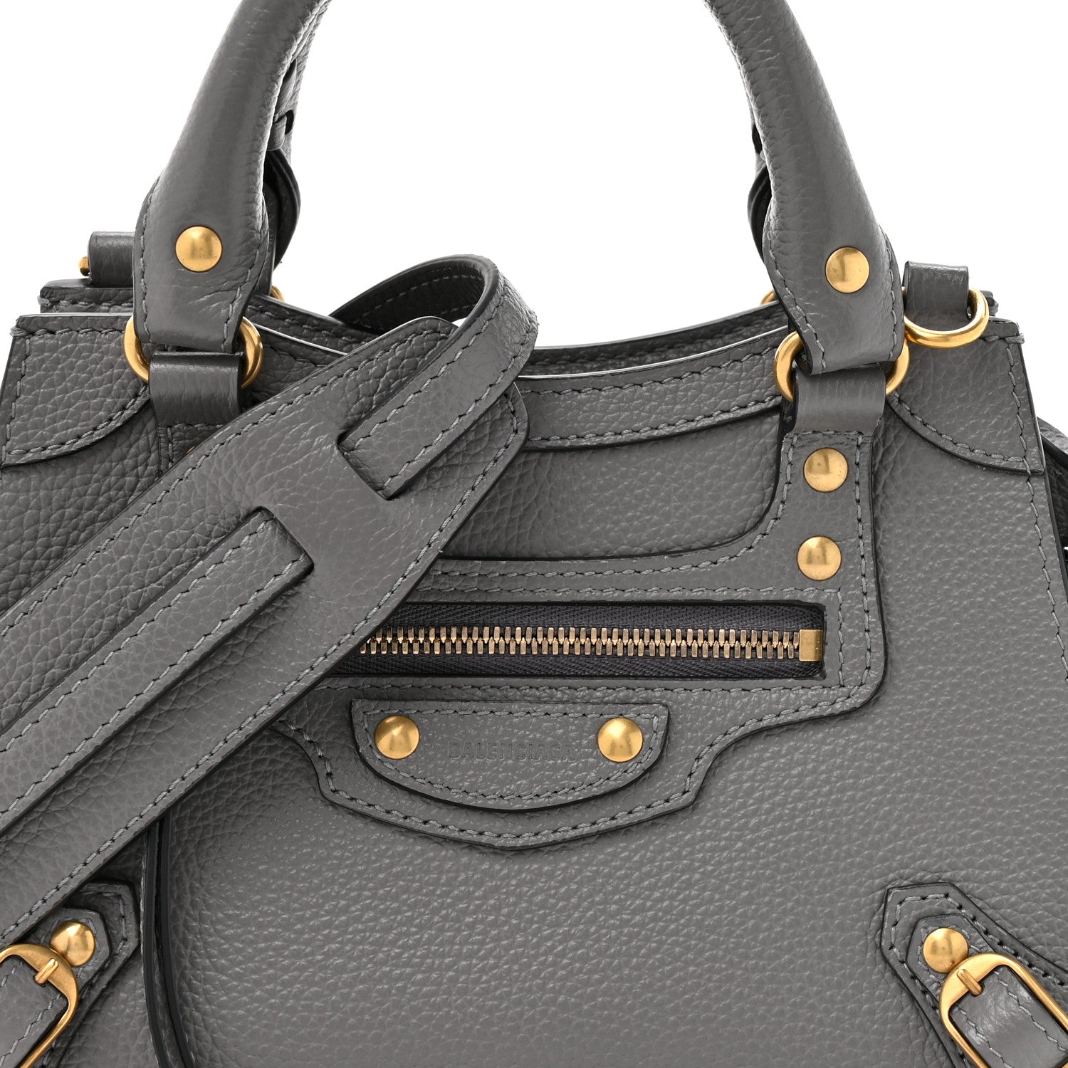 Balenciaga Grained Calfskin Neo Classic Gold Hardware Mini City Dark Grey 8 of 10
