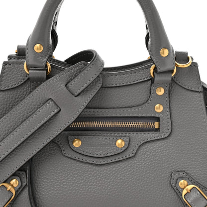 Balenciaga Grained Calfskin Neo Classic Gold Hardware Mini City Dark Grey 8 of 10