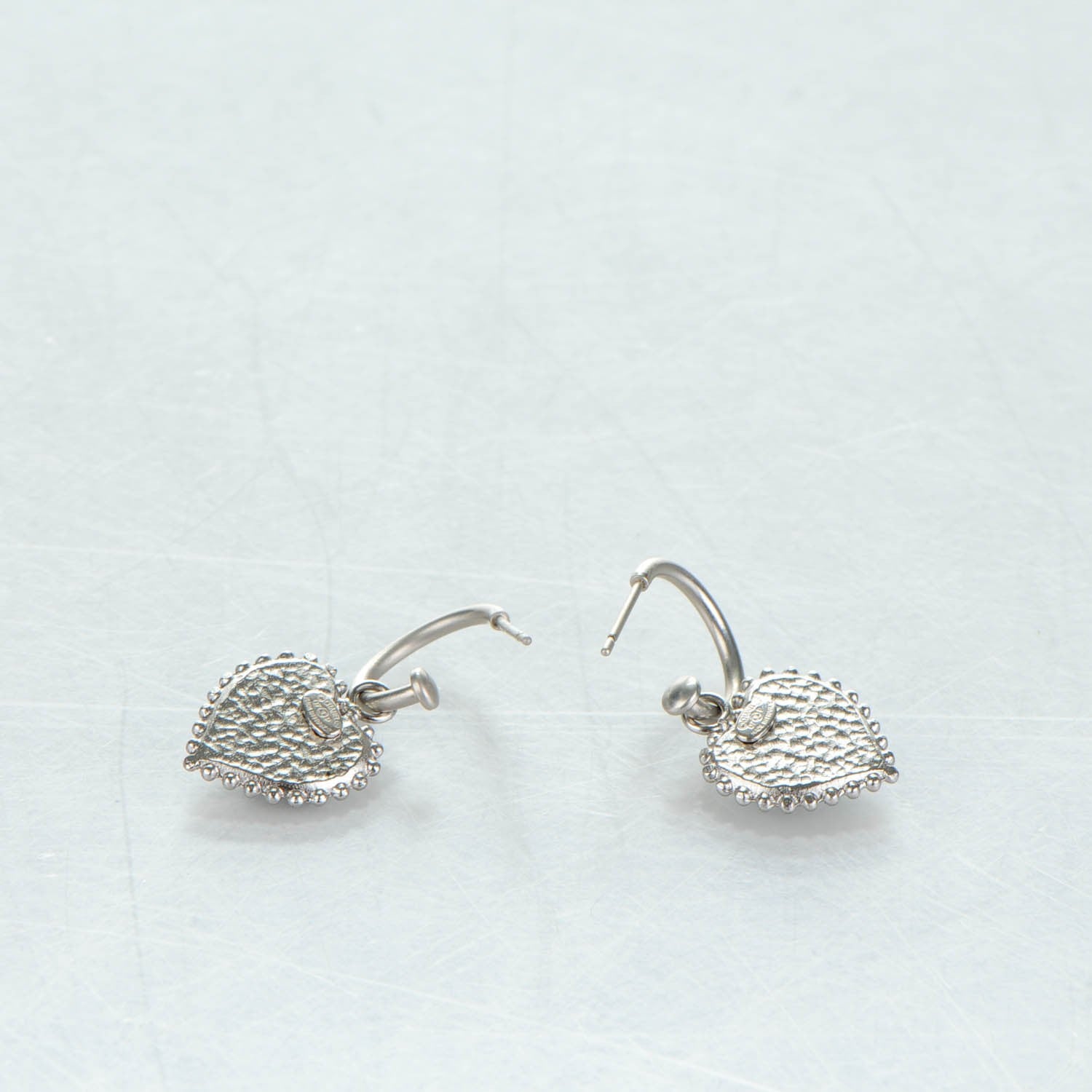 Chanel Enamel Heart CC Drop Earrings Black Silver 3 of 5