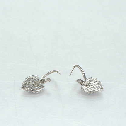 Chanel Enamel Heart CC Drop Earrings Black Silver 3 of 5