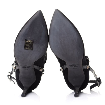 Valentino Garavani Suede Rockstud Double Buckle 100mm Ankle Boots 36.5 Black 7 of 9