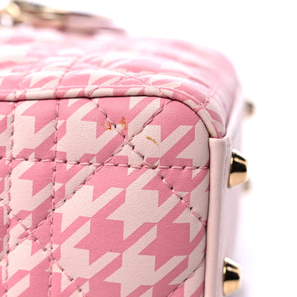Christian Dior Lambskin Cannage Houndstooth Printed Micro Lady Dior Pink 8 of 8