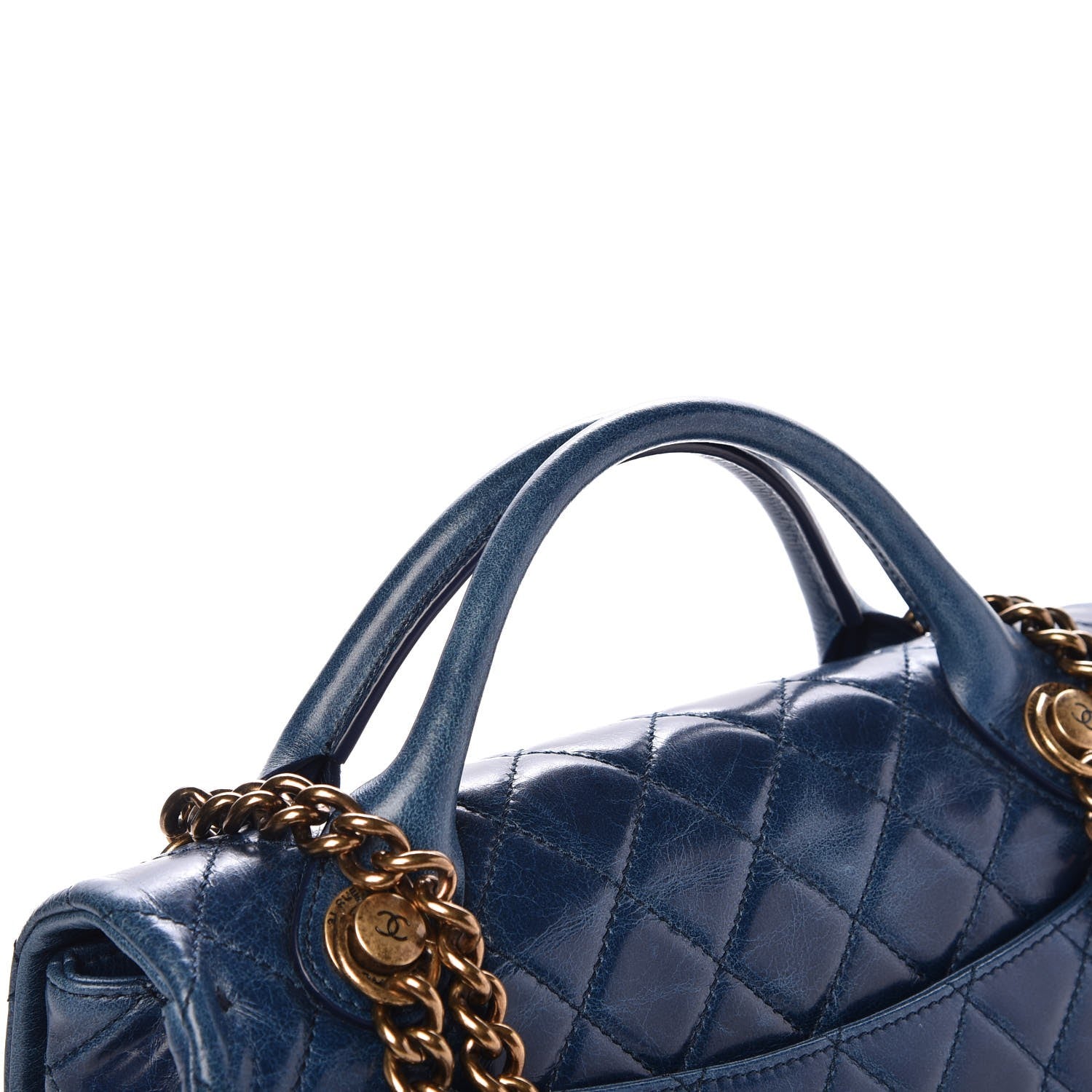 Chanel Glazed Calfskin Castle Rock Medium Flap Blue 12 of 13