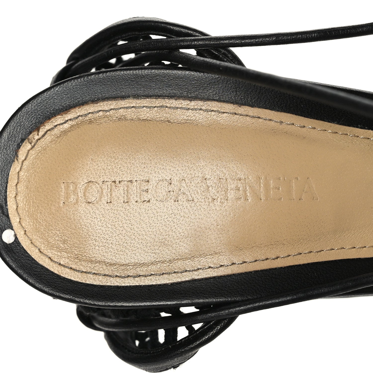 Bottega Veneta Mesh Nappa Stretch Ankle Tie Sandals 38.5 Black 6 of 7