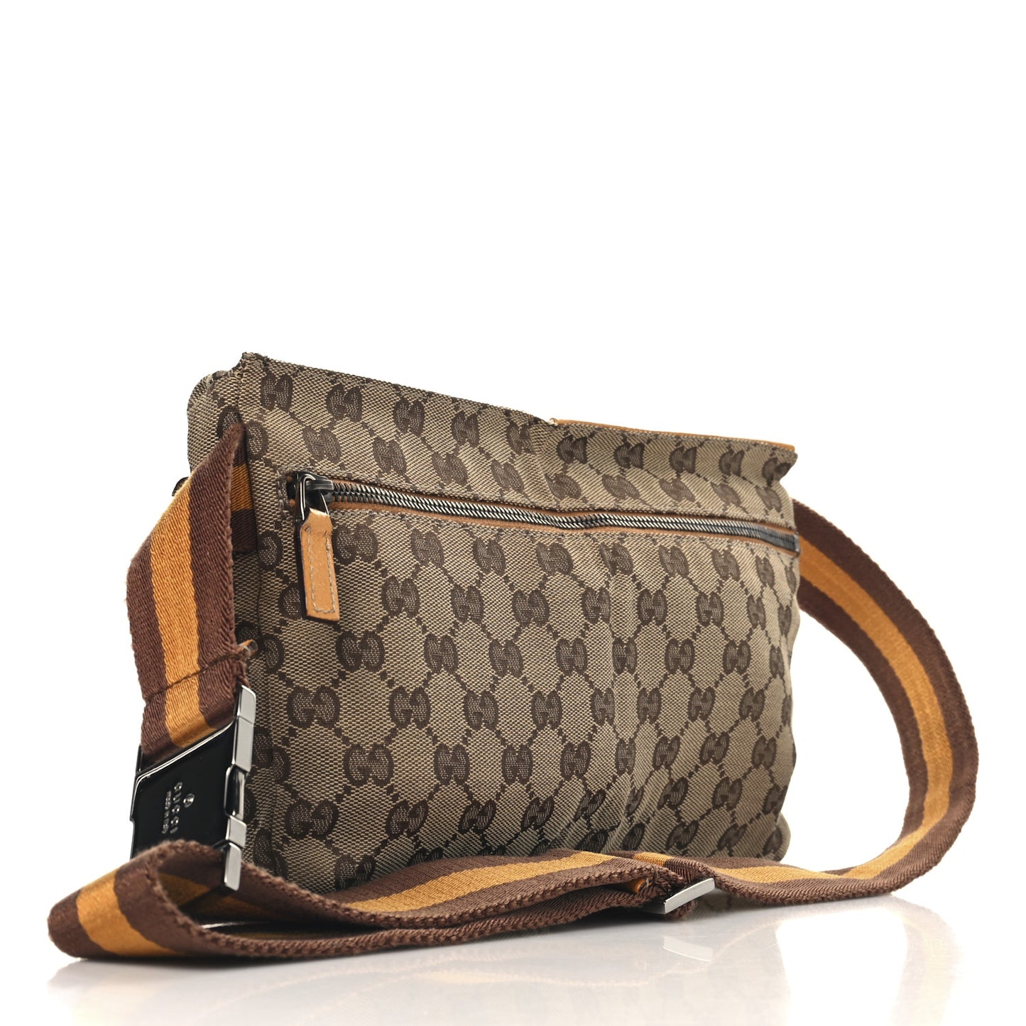 GG Monogram Web Double Pocket Belt Bag Yellow