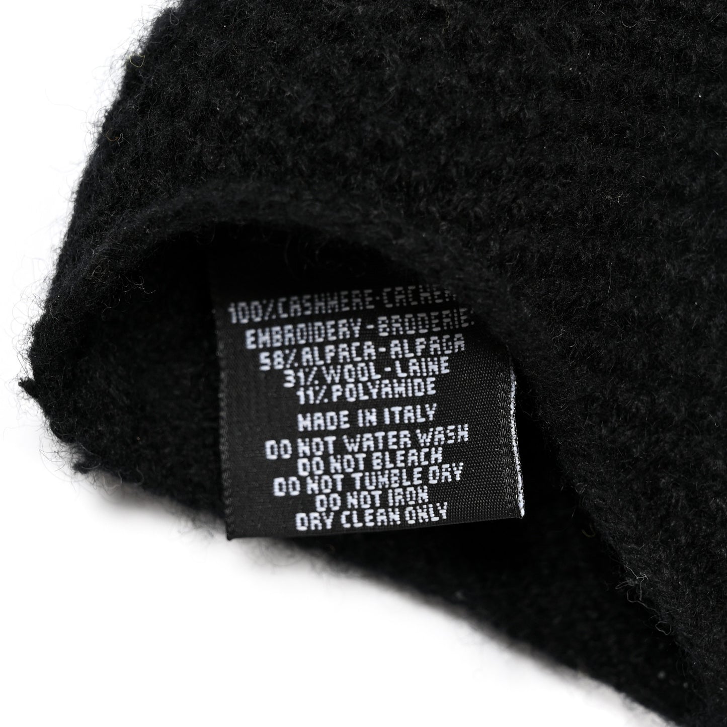 Wool Cashmere Knit Fingerless Gloves Black