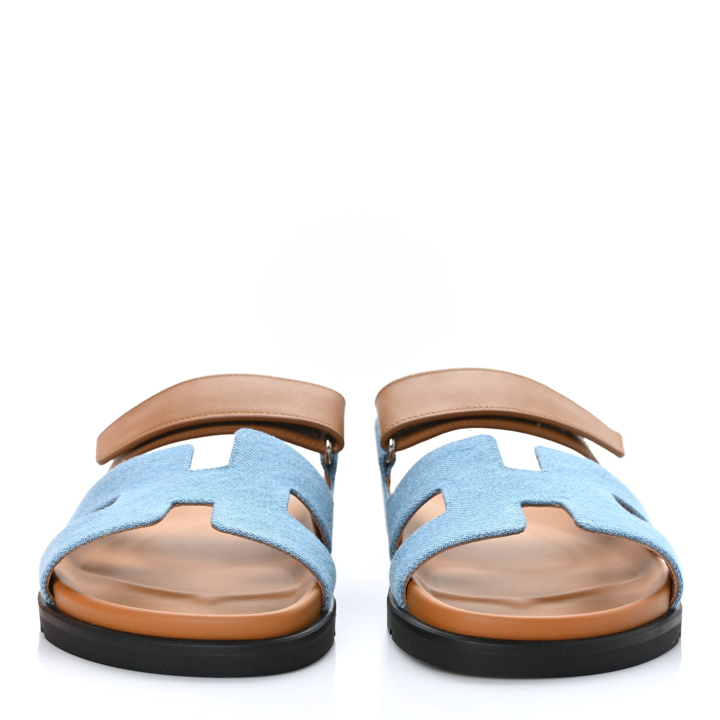 Denim Calfskin Womens Chypre Sandals 40.5 Bleu Clair Naturel
