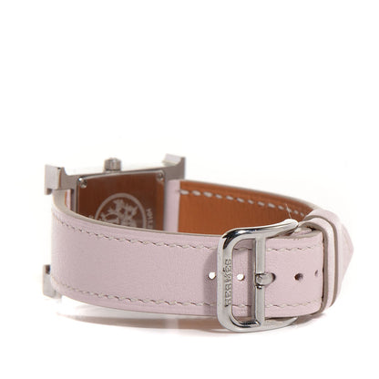 Hermes Stainless Steel Swift 21mm Heure H Hour Quartz Watch Rose Dragee 8 of 9