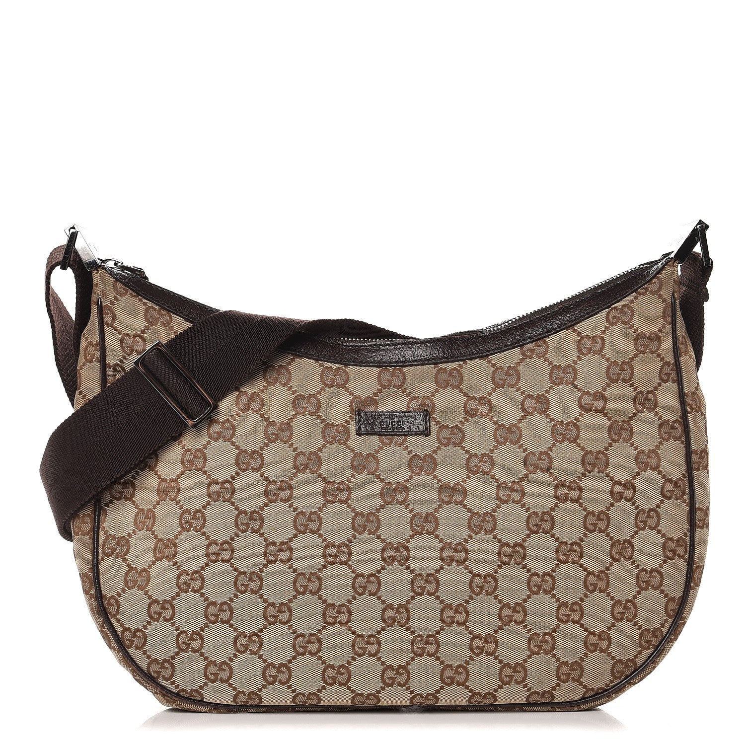 Gucci Monogram Medium Half Moon Hobo Dark Brown 1 of 10