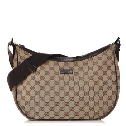 Gucci Monogram Medium Half Moon Hobo Dark Brown 1 of 10
