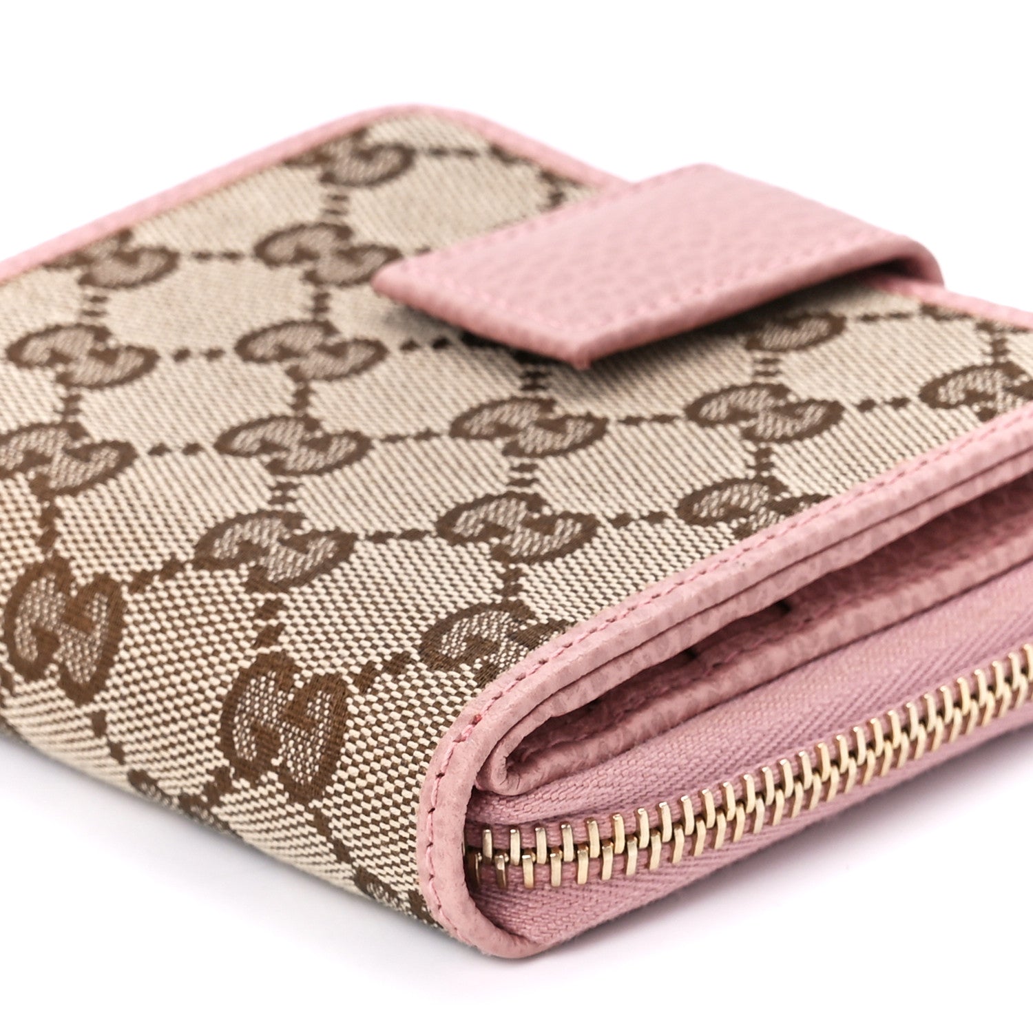 Gucci Monogram Dollar Calfskin Zip Around French Flap Wallet Beige Ebony Soft Pink 13 of 13