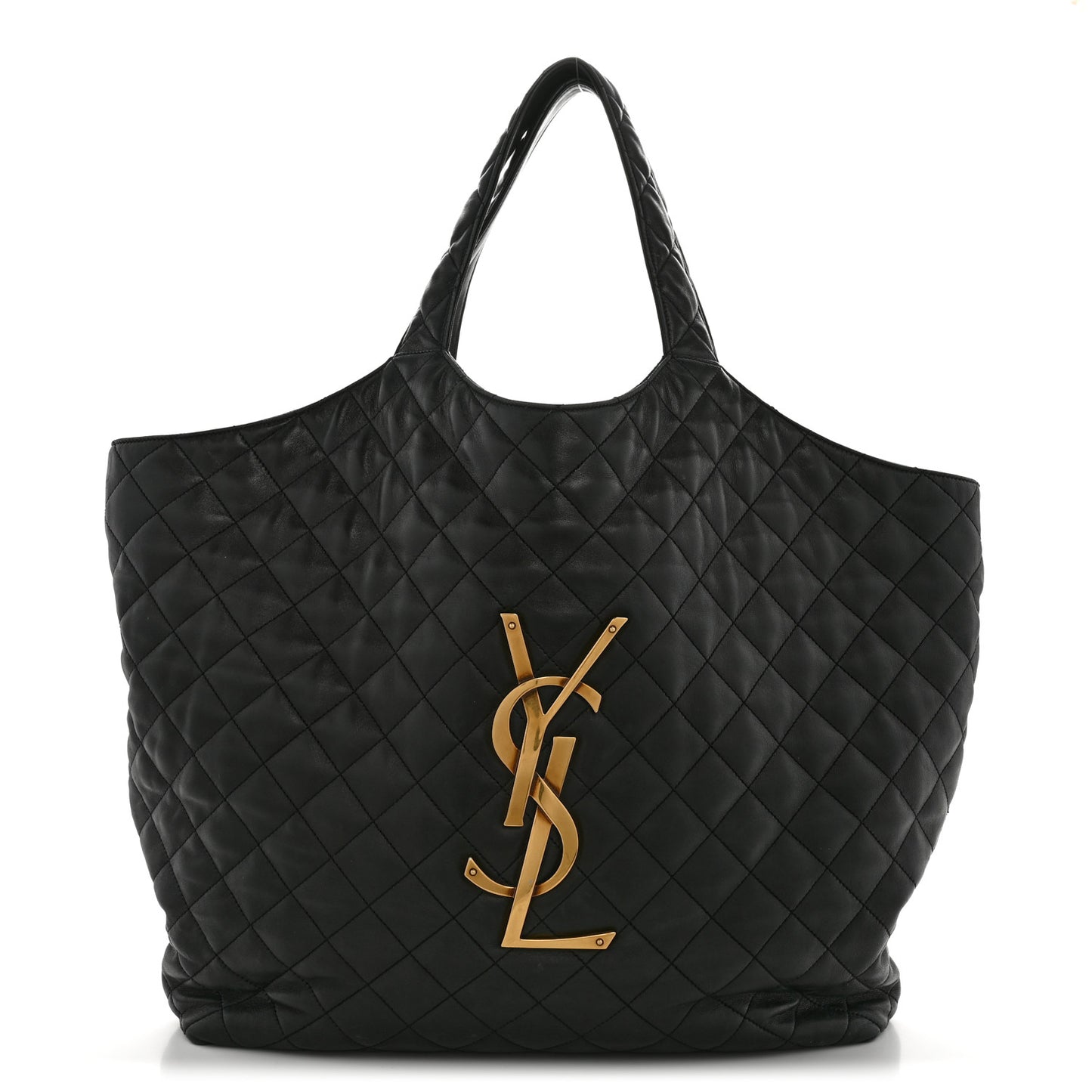 Lambskin Quilted Maxi Icare Shopping Tote Black