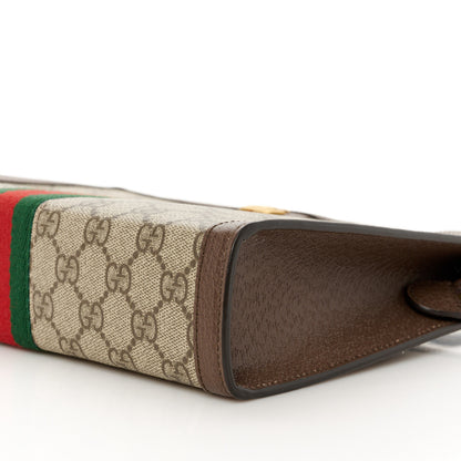 Gucci GG Supreme Monogram Textured Dollar Calfskin Web Small Ophidia Wristlet Pouch Beige Ebony New Acero 10 of 11