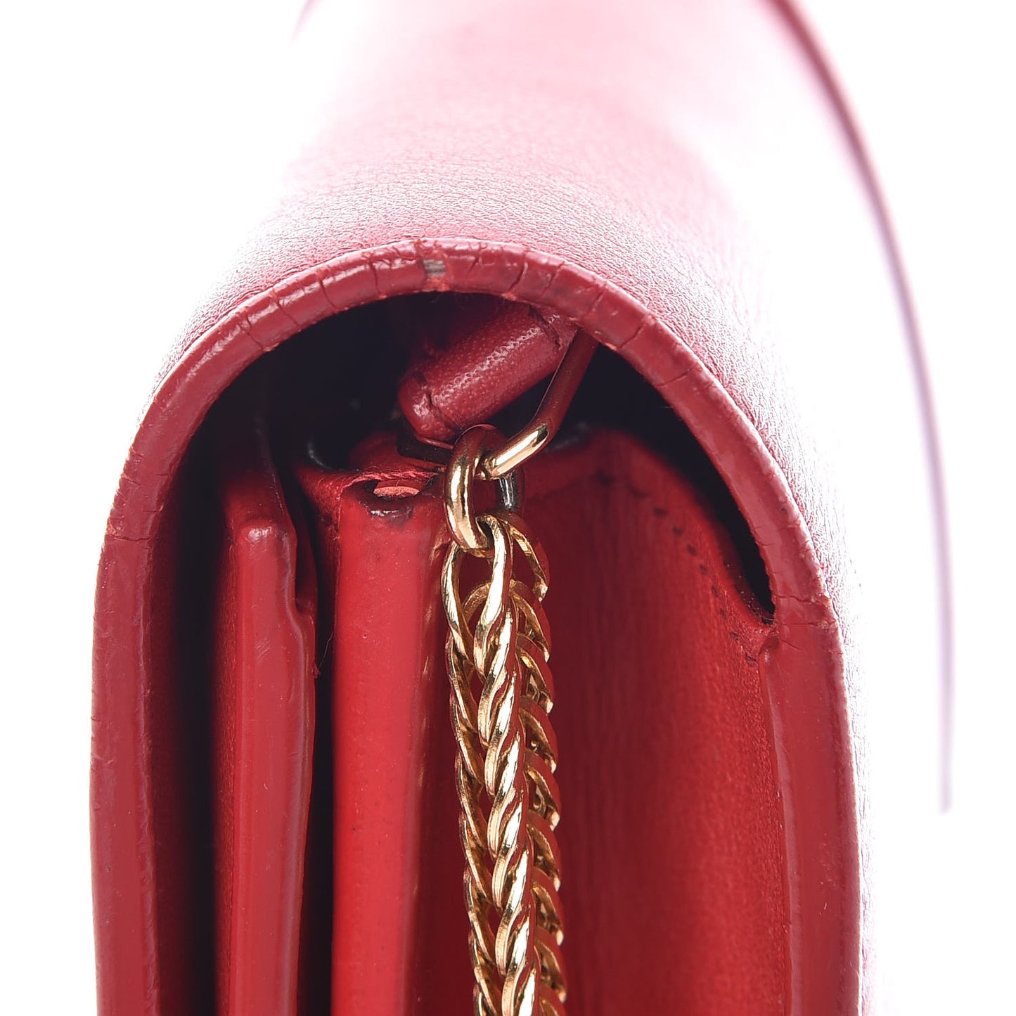Calfskin Classic Y Ligne Chain Wallet Red