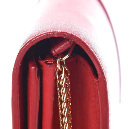 Saint Laurent Calfskin Classic Y Ligne Chain Wallet Red 10 of 13