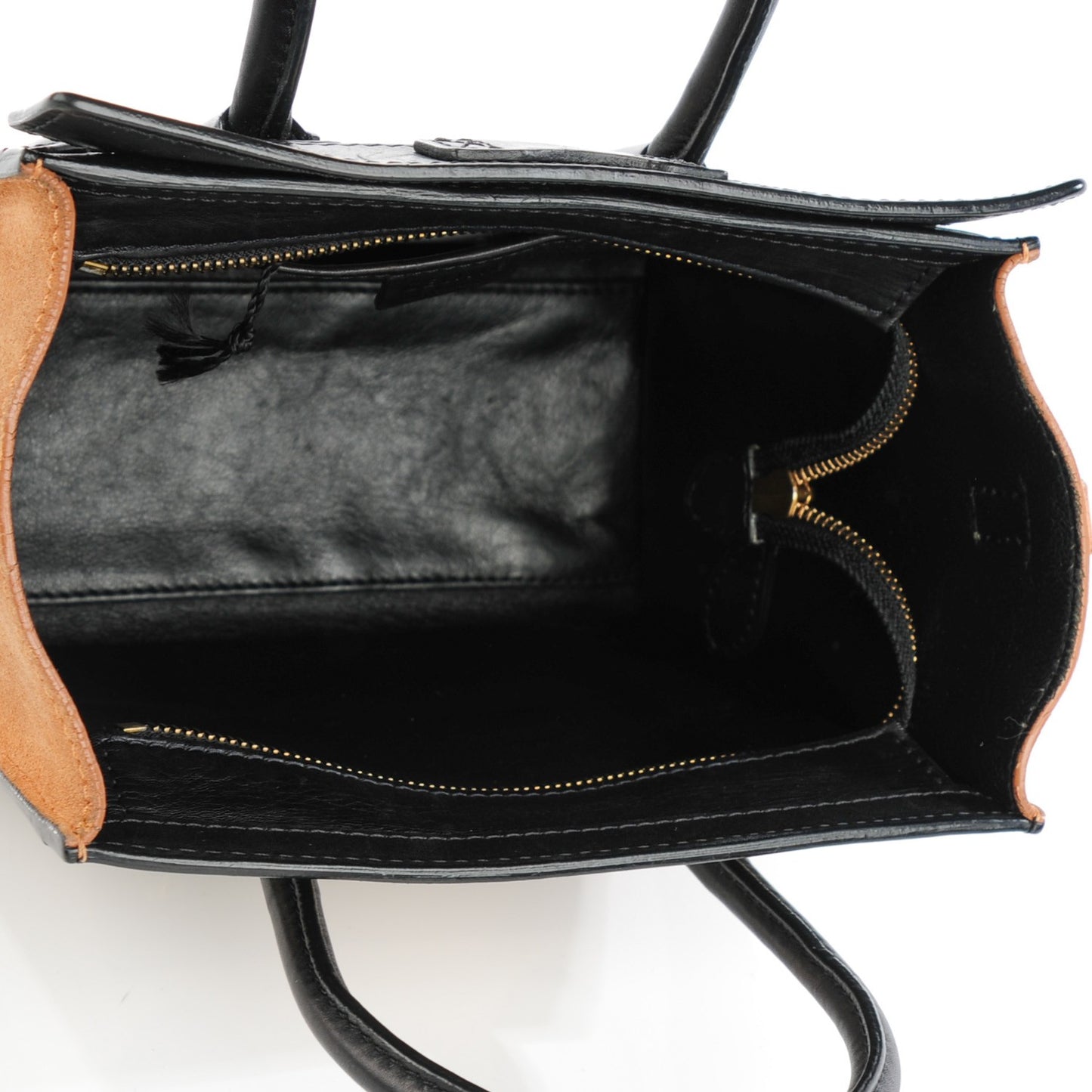 Satin Calfskin Calfskin Suede Nano Tri-Color Luggage Seashell