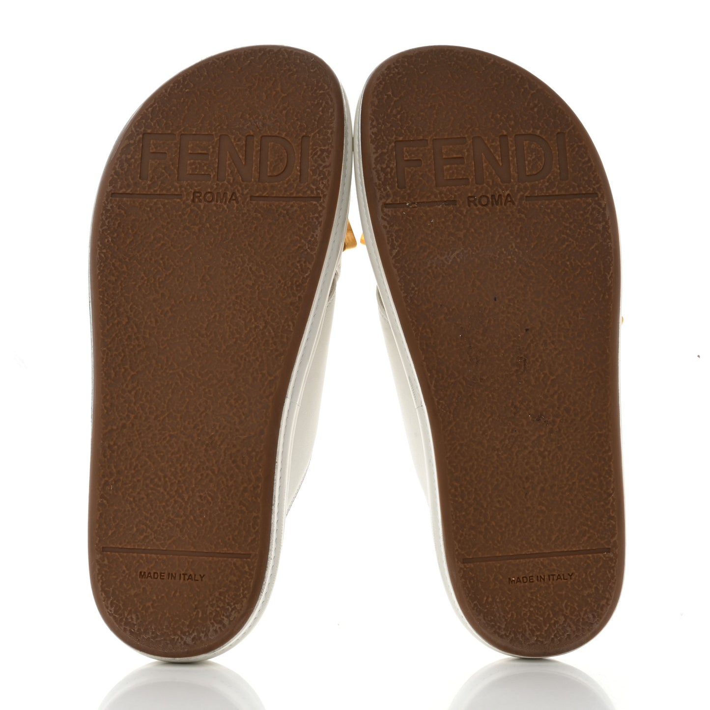 Vitello Womens Fendigraphy Slide Sandals 36 White Ice