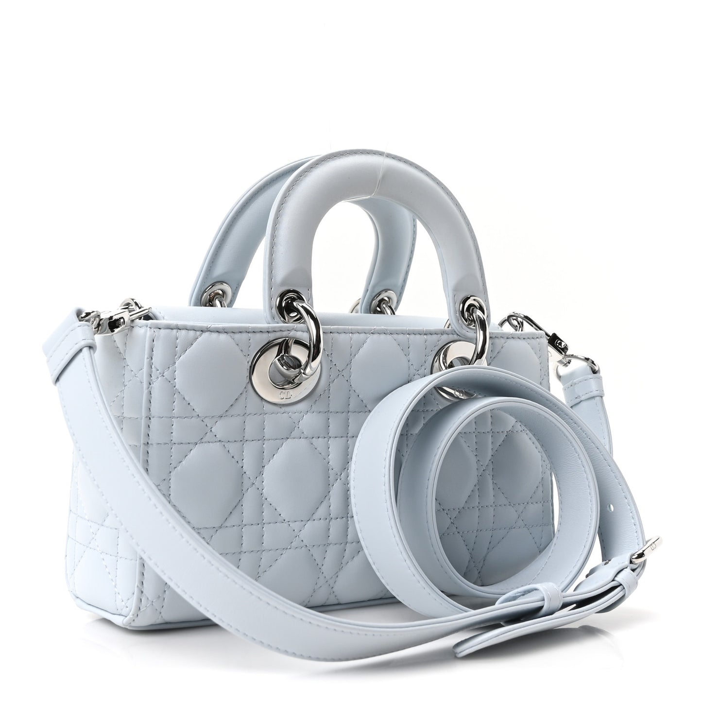 Lambskin Cannage Small Lady D-Joy Light Blue