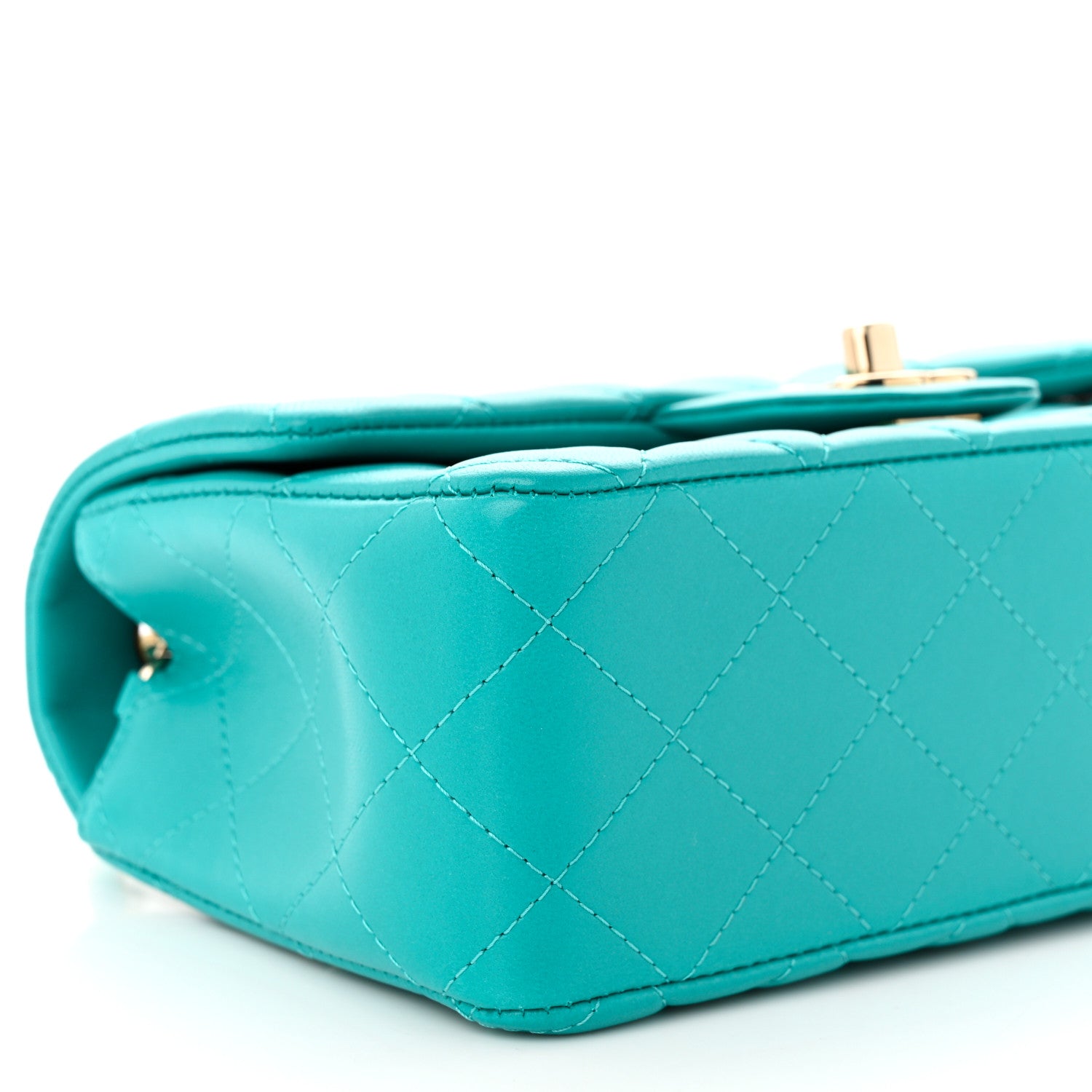 Chanel Lambskin Quilted Mini Rectangular Flap Turquoise 9 of 10
