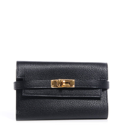 Hermes Chevre Mysore Medium Kelly Wallet Black 1 of 9