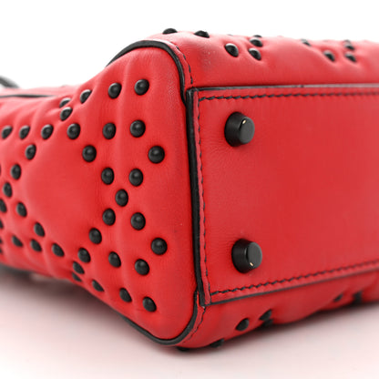 Christian Dior Ultra Matte Calfskin Studded Mini Supple Lady Dior Red Black 9 of 23