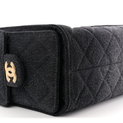 Chanel Washed Denim Quilted Mini Chanel 25 Handbag Black 9 of 11