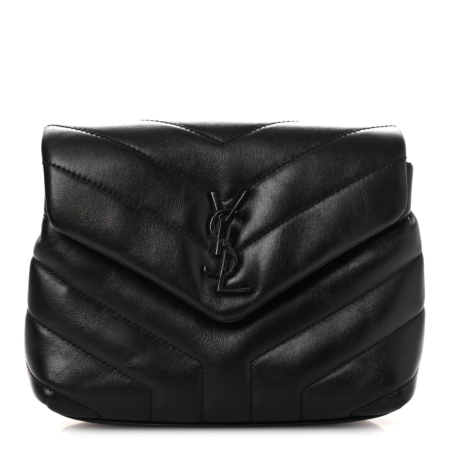 Saint Laurent Calfskin Y Quilted Monogram Monochrome Toy Loulou Crossbody Bag Black 2 of 28