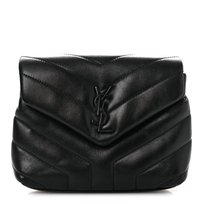 Saint Laurent Calfskin Y Quilted Monogram Monochrome Toy Loulou Crossbody Bag Black 2 of 28