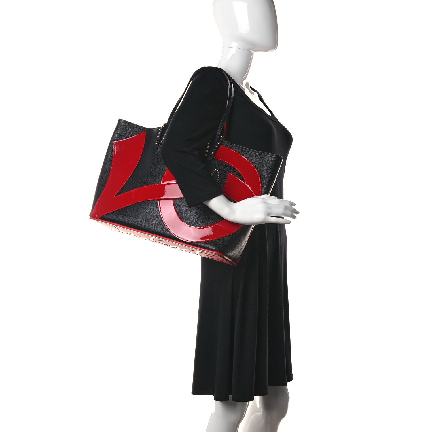 Christian Louboutin Calfskin Cabata Love Empire Paris Tote Black 2 of 21