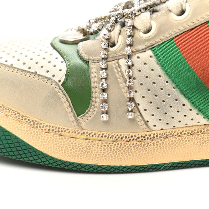 Gucci Nubuck Calfskin Web Removable Crystals Mens Screener Sneakers 39 Dusty Milk New Mystic White 9 of 12