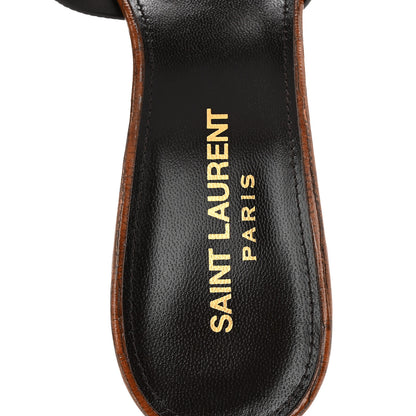 Saint Laurent Lizard Embossed Tribute Slide 85 Mules 36 Almond Brown 8 of 10