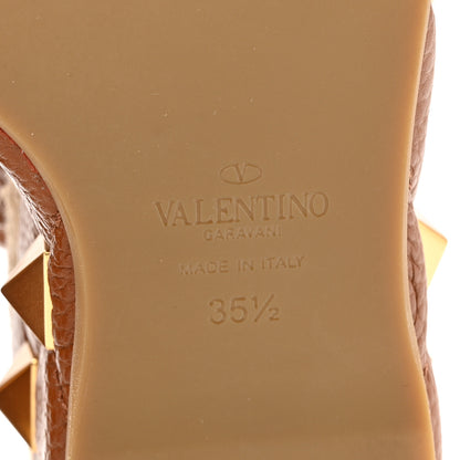Valentino Garavani Grained Calfskin Roman Stud Espadrille Wedge Ankle Wrap Sandals 35.5 Selleria 8 of 13