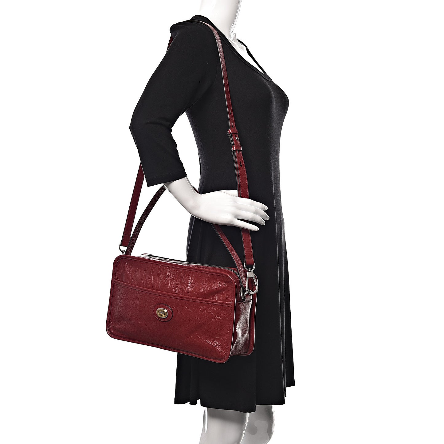 Fluffy Calfskin Morpheus Shoulder Bag Rosso