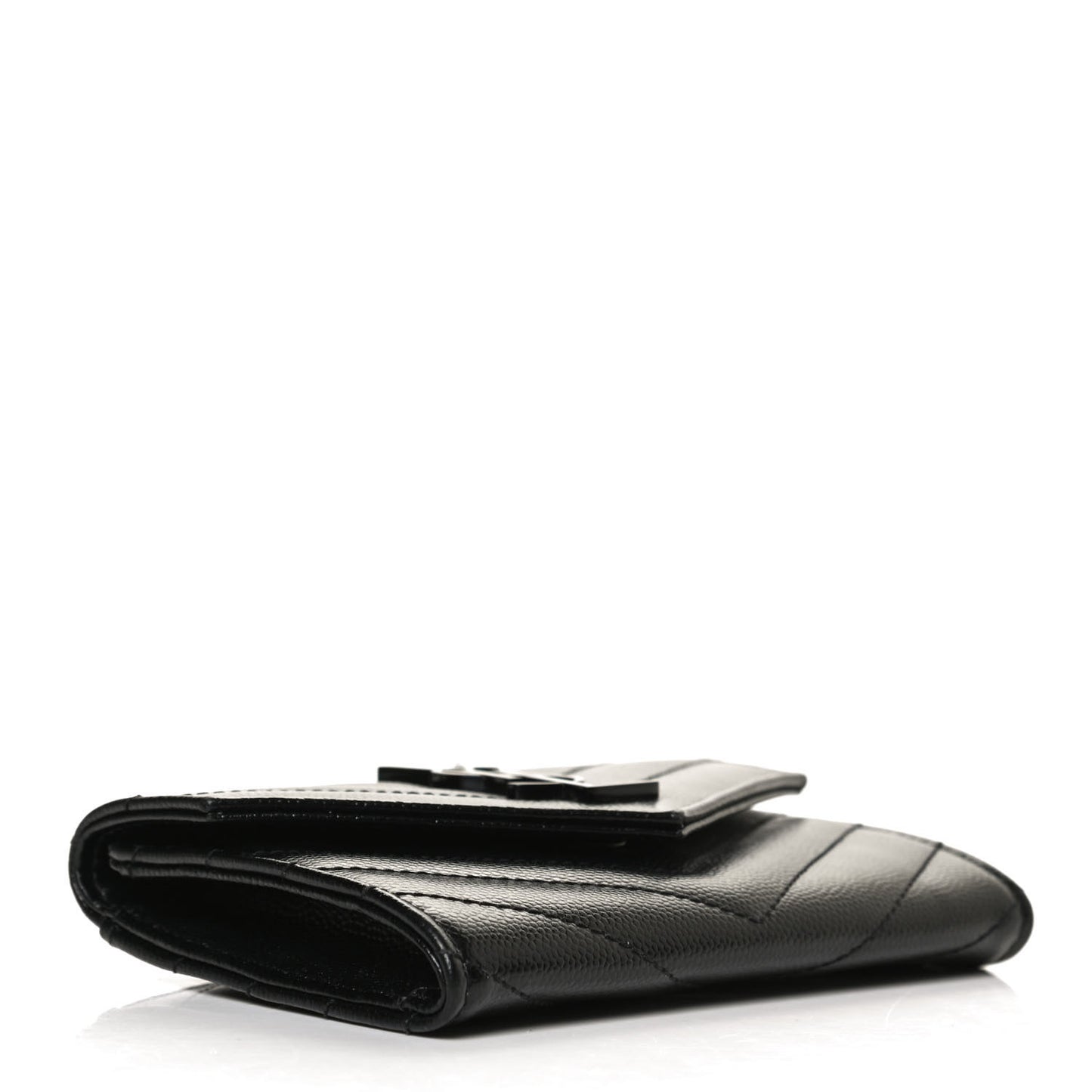 Grain De Poudre Matelasse Chevron Small Monochrome Monogram Envelope Wallet Black