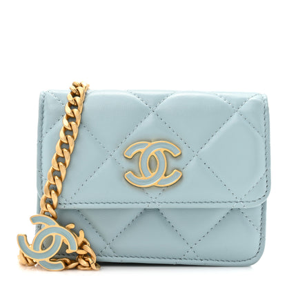Chanel Lambskin Enamel Quilted Pending CC Flap Belt Bag Light Blue 1 of 11