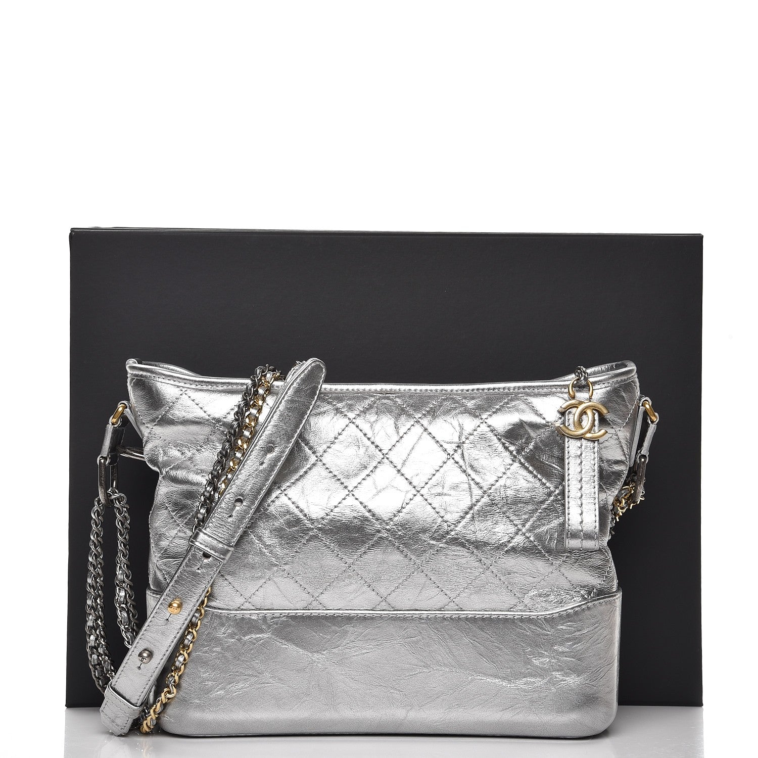 Chanel Metallic Aged Calfskin Quilted Medium Gabrielle Silver 8 of 9