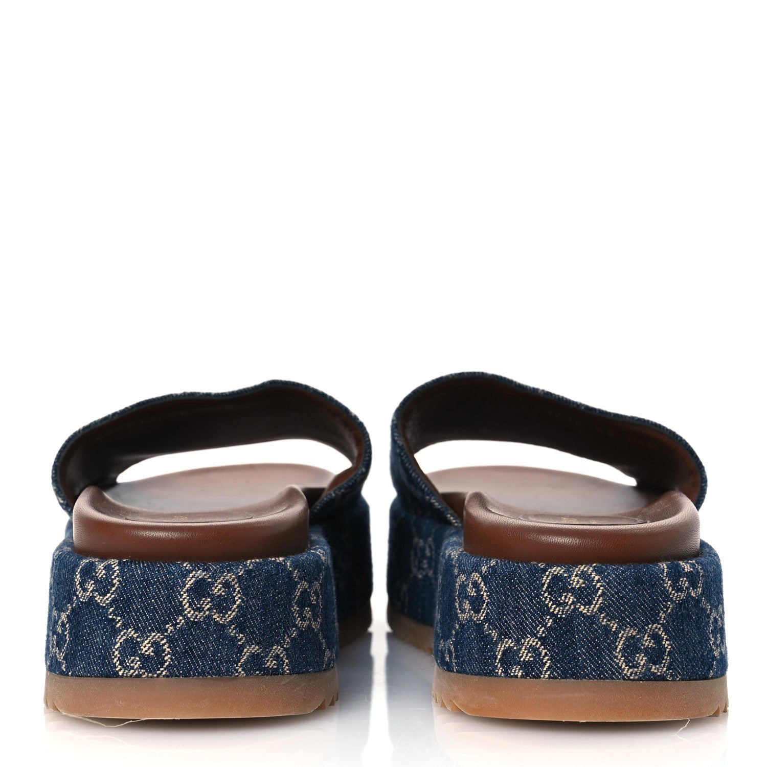Gucci New Denim GG Monogram Angelina Platform 55mm Slide Sandals 40 Blue Tea 6 of 13