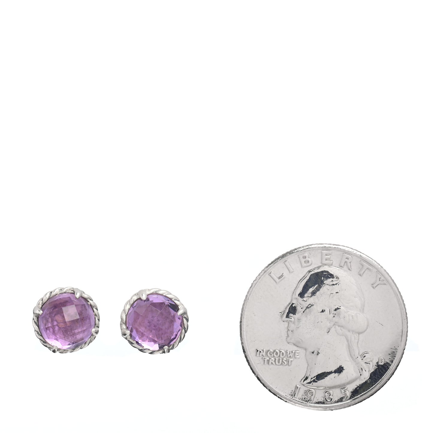 Sterling Silver Amethyst 8mm Chatelaine Earrings