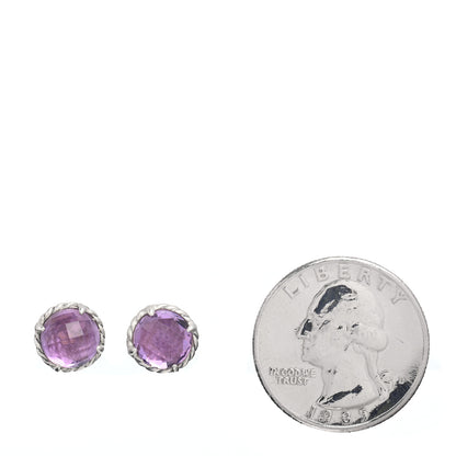 David Yurman Sterling Silver Amethyst 8mm Chatelaine Earrings 2 of 4