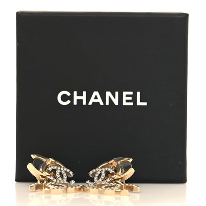Chanel Crystal Pearl Double CC Drop Earrings Gold Silver 5 of 5