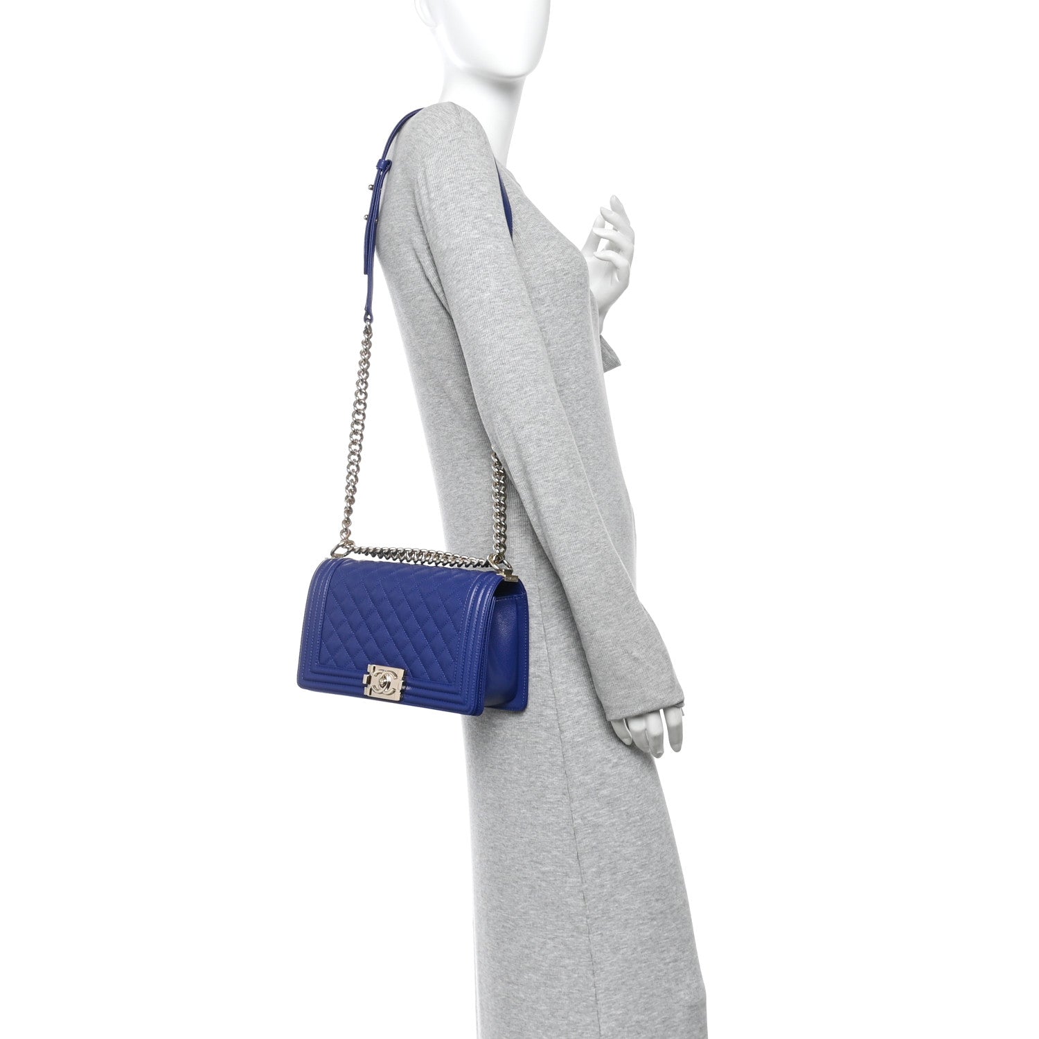 Chanel Caviar Quilted Medium Boy Flap Blue 2 of 11