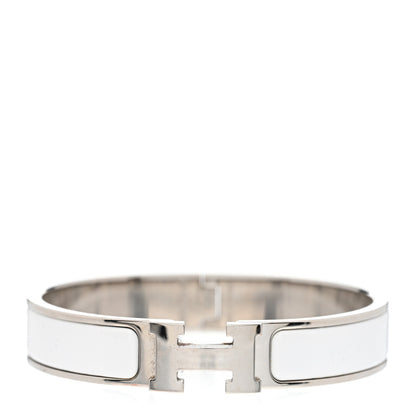 Hermes Enamel Narrow Clic Clac H Bracelet GM White 1 of 5