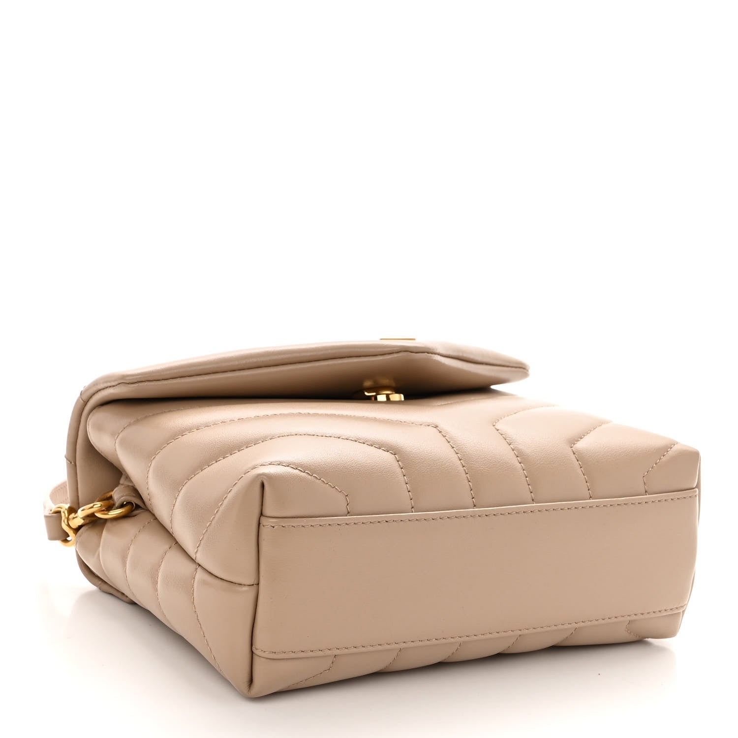 Saint Laurent Calfskin Y Quilted Monogram Toy Loulou Crossbody Bag Dark Beige 4 of 10
