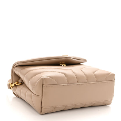 Saint Laurent Calfskin Y Quilted Monogram Toy Loulou Crossbody Bag Dark Beige 4 of 10
