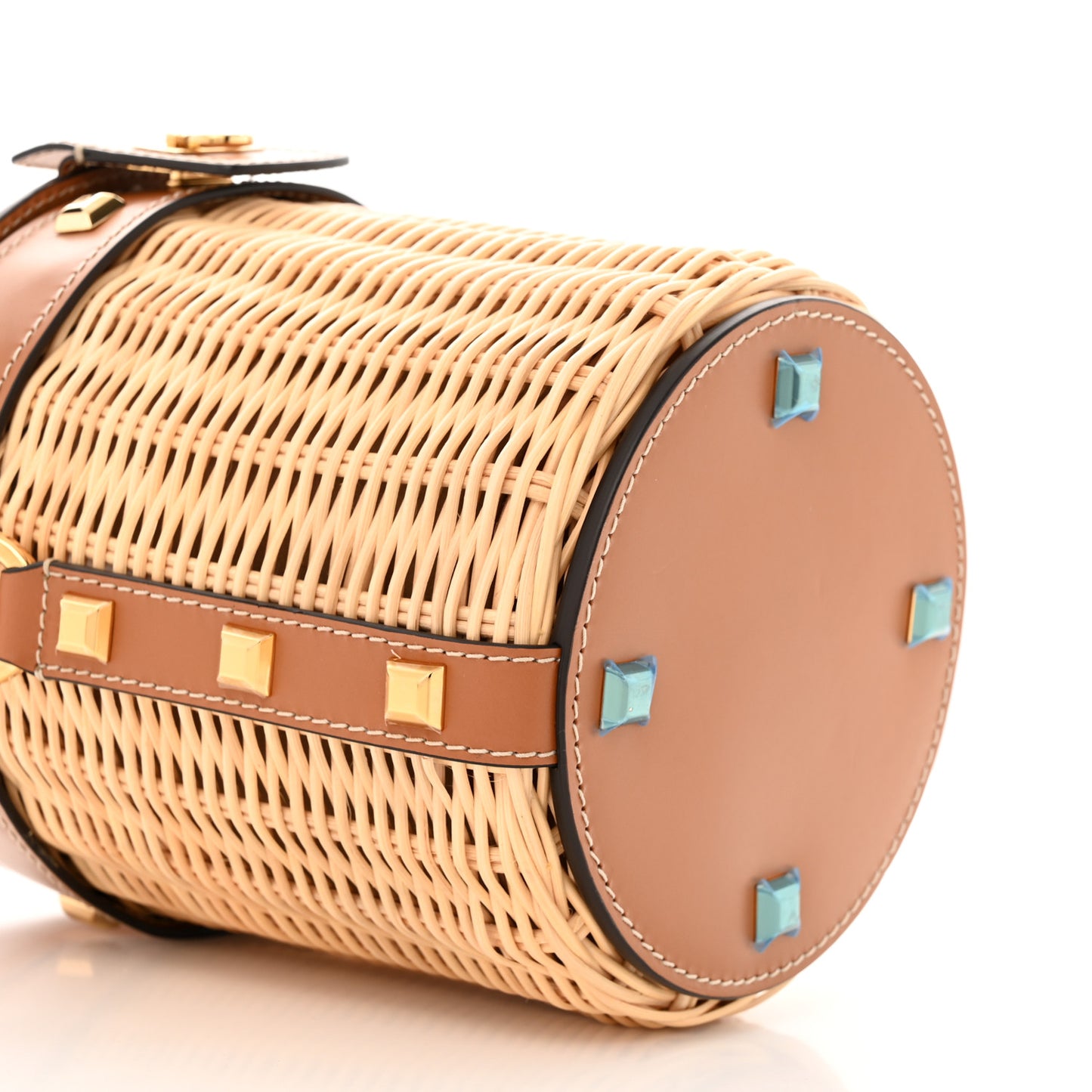 Wicker Calfskin Gancini Bucket Bag Sella