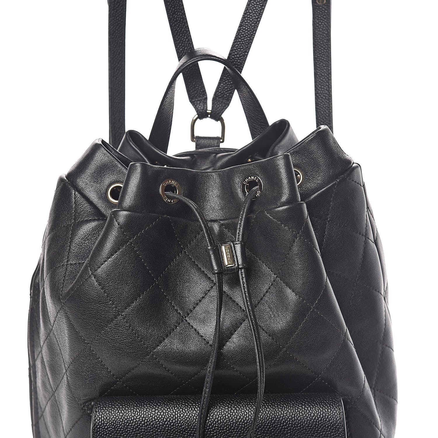 Chanel Sheepskin Caviar Quilted Daily Round Backpack Black 8 of 10
