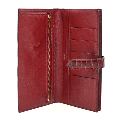 Hermes Shiny Alligator Bearn Wallet Bordeaux 5 of 8