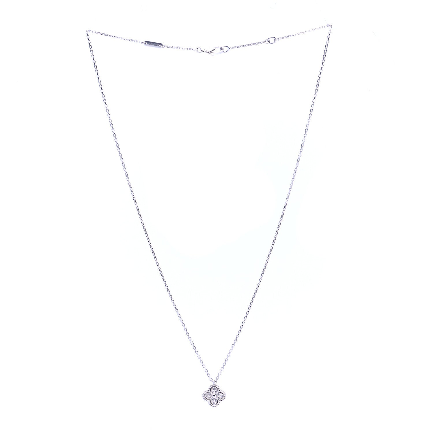 Van Cleef & Arpels 18K White Gold Diamond Sweet Alhambra Pendant Necklace 2 of 7