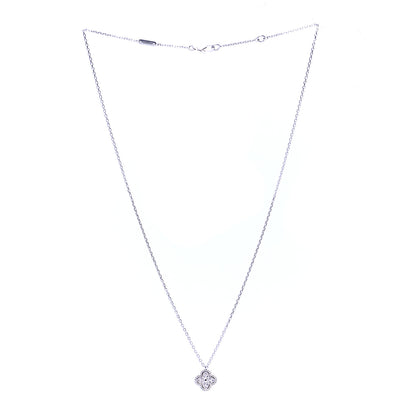Van Cleef & Arpels 18K White Gold Diamond Sweet Alhambra Pendant Necklace 2 of 7